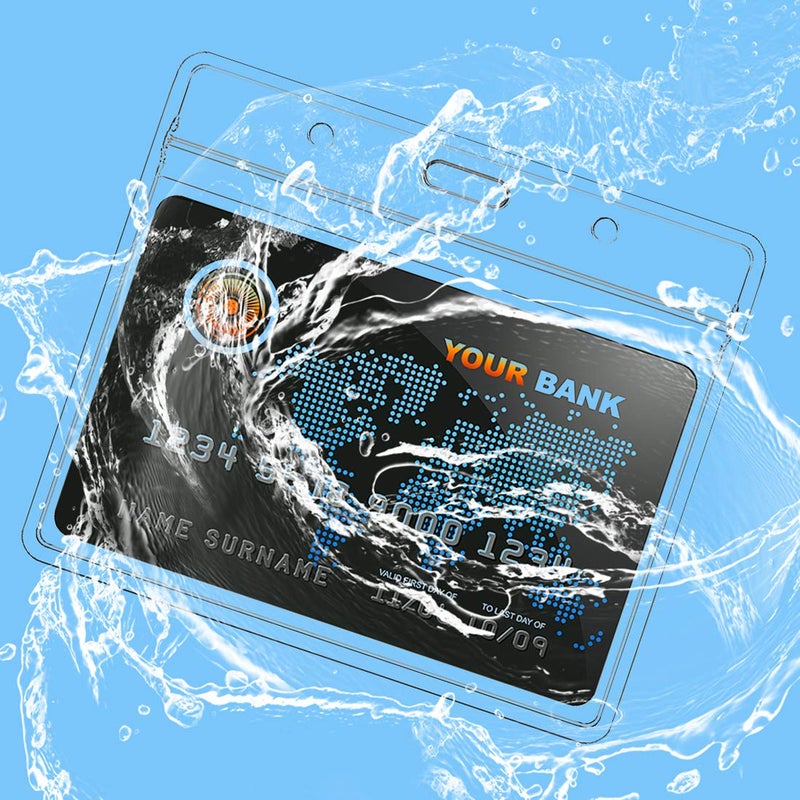 Bird Fiy Plastic Name Tag Badge Id Card with 50 Pack Waterproof Lanyards - Gray, Horizontal - Image 5